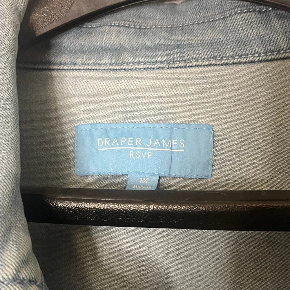 Draper James Light Blue Jean Jacket with Ruffle Details - Picture 3 of 7